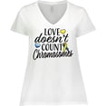 thumbnail image 3 of Inktastic Love Doesnt Count Chromosomes with Yellow and Blue Ribbon Women's Plus Size V-Neck T-Shirt, 3 of 5