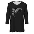 thumbnail image 3 of MaFYtyTPR Women's Fashion Tees Casual Crewneck 3/4 Sleeve Loose T Shirt Ladies Tops Blouses Shirts Easy to Mix and Match Blouses Black S, 3 of 3