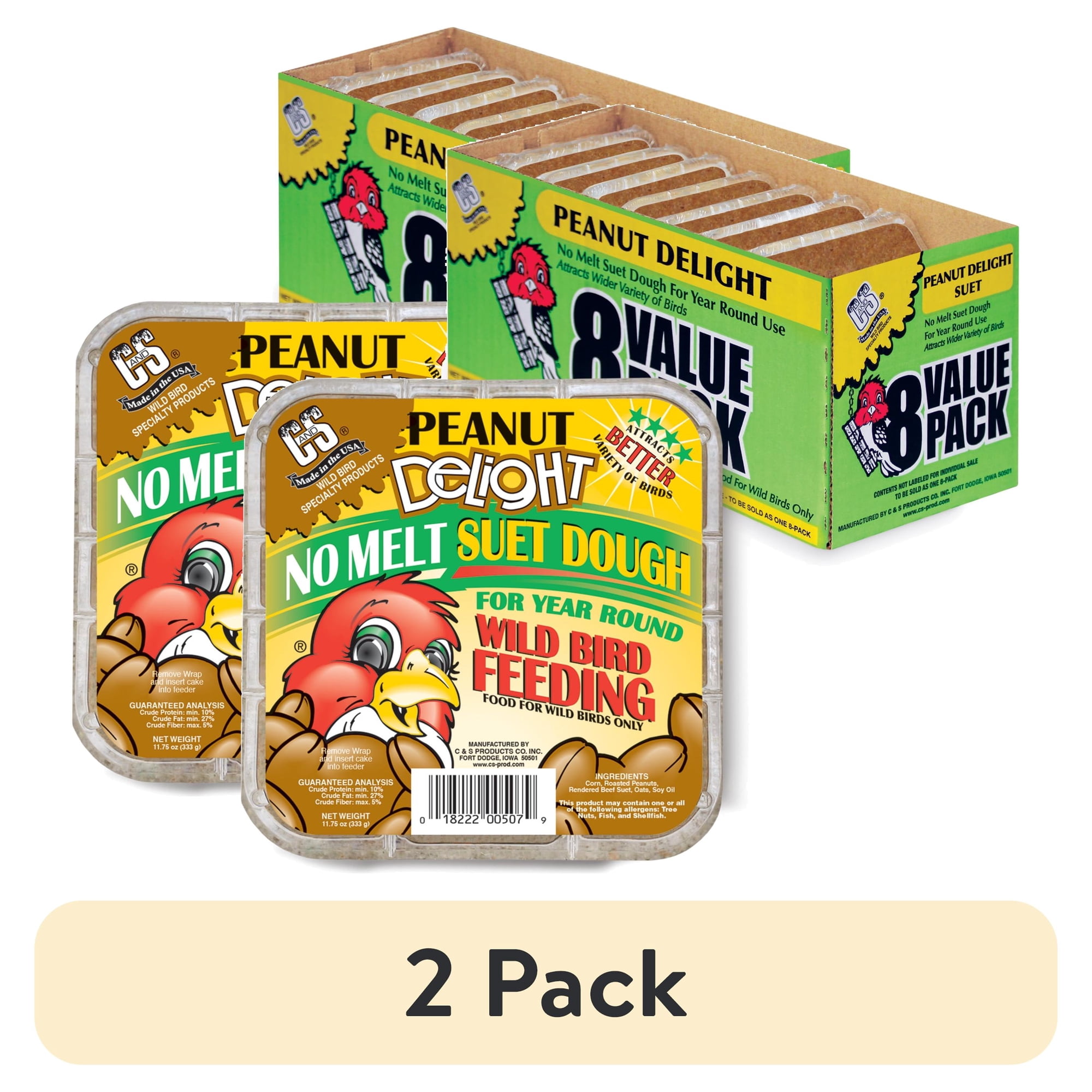 (2 pack) C&S Peanut Delight No Melt Suet Dough 11.75 Ounces 8 Pack