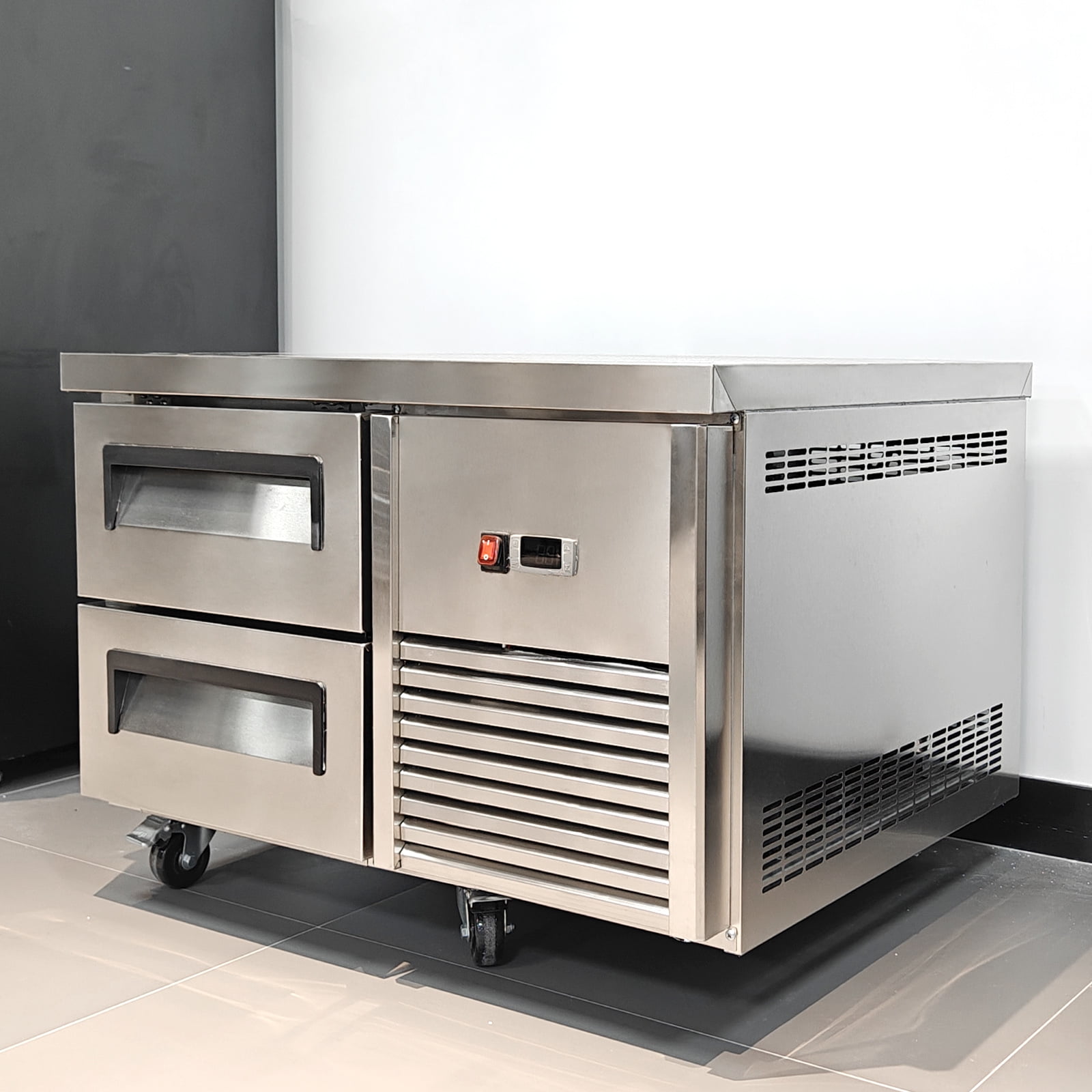 Kolice Commercial 2 Drawers Chef Base Refrigerator,Refrigerated Under Counter Storage Cabinet 33°F to 41°F, for Restaurants,Bars