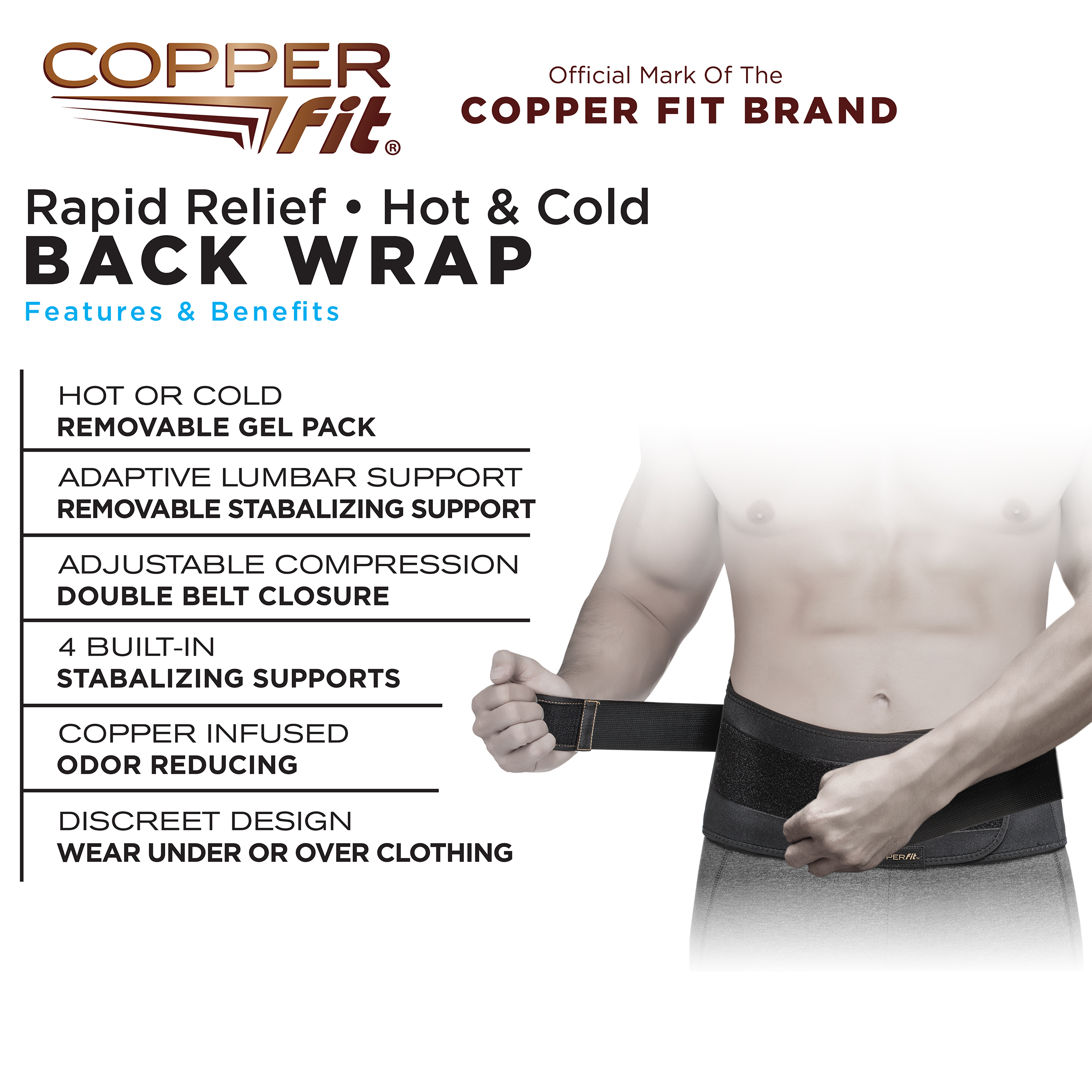 Copper Fit Adjustable Back Support Brace with Gel Pack photo 4