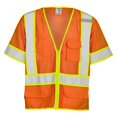 thumbnail image 1 of Kishigo Unisex High Visibility Reflective 6 Pocket Contrast Mesh Vest 1243, Zipper Closure, Polyester, ANSI 107 Type R / Class 3, Construction, Roadwork, Utility, Warehouse, Outdoor (Orange, XL), 1 of 4