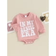 thumbnail image 3 of Bslissey Baby Girls Sweatshirt Romper Pink Long Sleeve Letter Print Crew Neck Bodysuit Newborn Infant Loose Jumpsuit Casual Daily Clothes 3M 6M 12M 18M, 3 of 7