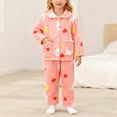 thumbnail image 2 of DHFJKG Boys Girls Flannel 2 Piece Home Clothes Cute Cartoon Pattern Long Sleeve Turndown Collar Pockets Shirt Loose Fit Bottoms Soft Outfit, 2 of 5