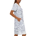 thumbnail image 6 of Women Zip Up Robe Short Bathrobe Lightweight House Coats Trendy Print House Dress Pockets Nightgown, 6 of 6