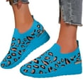 thumbnail image 1 of Chaussures de Marche à Enfiler à Talon Compensé Léopard pour Femmes, Confortables, en Maille Tissée Aérée, Plateforme, Mocassins, Espadrilles de Travail, 1 of 6
