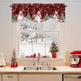 thumbnail image 2 of Red Black Plaid Christmas Snowman Tie Up Valances Curtain, Xmas Tree Elk Ball Snowflake Adjustable Rod Pocket Short Window Treatment Tie Up Curtains Valances for Kitchen Living Room Bathroom 54x18 In, 2 of 9