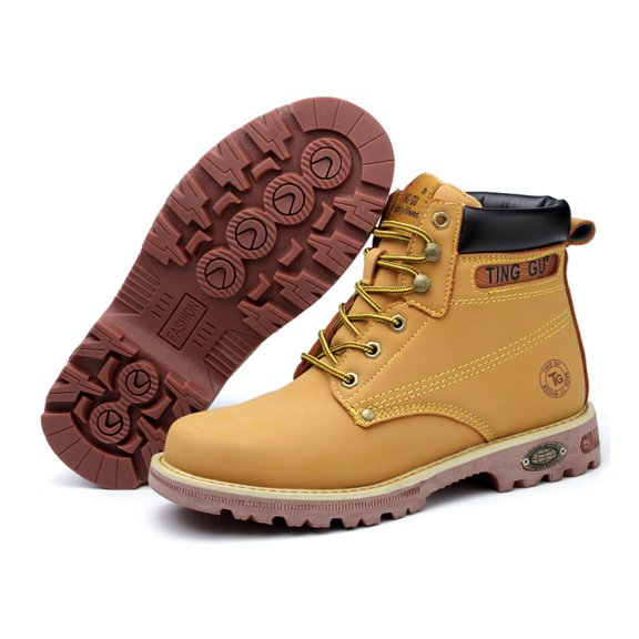 Steel Toe Work Boots for Men Waterproof Leather Safety Shoes Anti-pierce Construction Work Shoes Nonslip Outdoor Hiking Boots