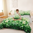 thumbnail image 3 of Erosebridal Green Square Twin Bedding Sets 7-Piece for Boys, Pixelate Miner Bedding Comforter Set, 3 of 7