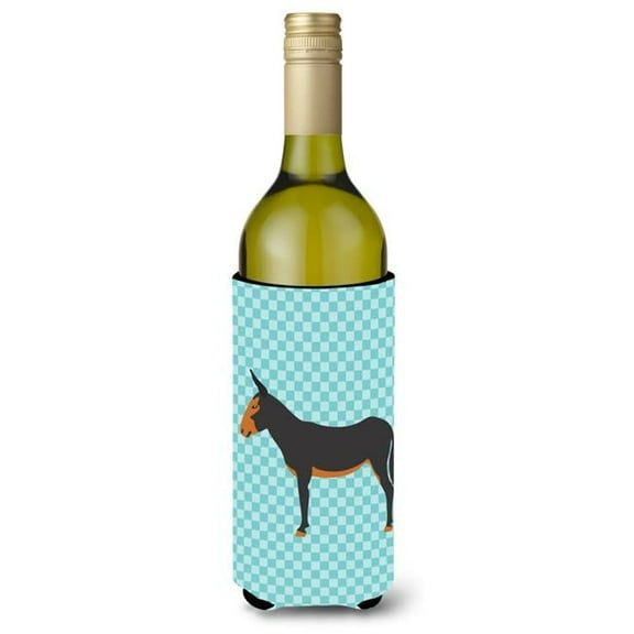 Catalan Donkey Blue Check Wine Bottle Beverge Insulator Hugger