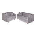 thumbnail image 2 of Sala 3-2 Makora de Velvet Gris Claro Modelo Ivanka, 2 of 9