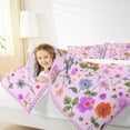 thumbnail image 4 of Homewish Colorful Rustic Flower Queen Comforter Set,Country Plant Bedding Sets,Purple Orange Pink Bedding Comforter Set For Girls Kids,Ultra Soft Home Decor Reversible,3pcs, 4 of 8