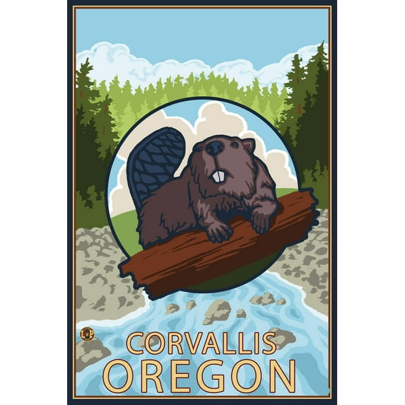 Corvallis, Oregon, Beaver (16x24 Giclee Gallery Art Print, Vivid Textured Wall Decor)