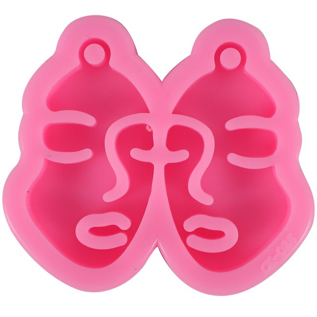 Molde de silicona para pendientes con forma de cara de niña brillante, molde de resina epoxi para bricolaje, decoración, rosa, rosa