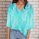 thumbnail image 4 of Gibobby Camiseta de Manga Corta con Cuello en V Camiseta manga corta con cuello en V y estampado flores temperamento para mujer(Verde de menta,XL), 4 of 5