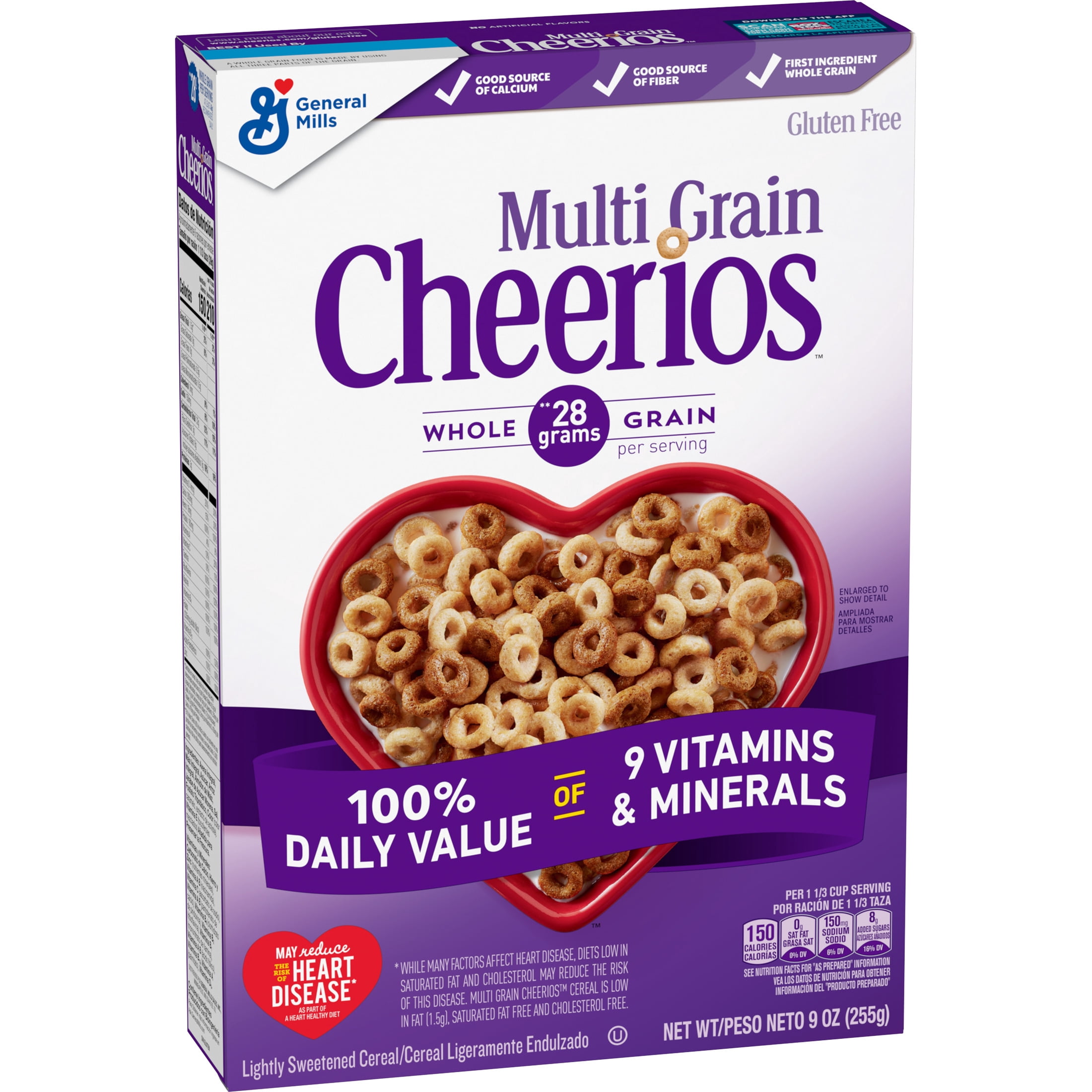 (6 pack) Multi Grain Cheerios, Heart Healthy Breakfast Cereal, Gluten Free, 9 oz