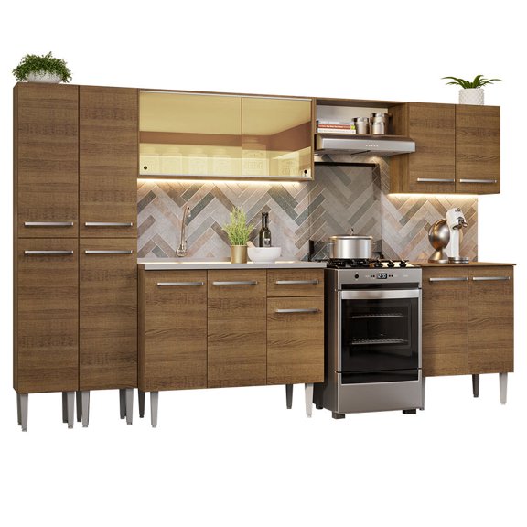 Cocina Integral 293cm Con Tarja Emilly Madesa 07 Marrón