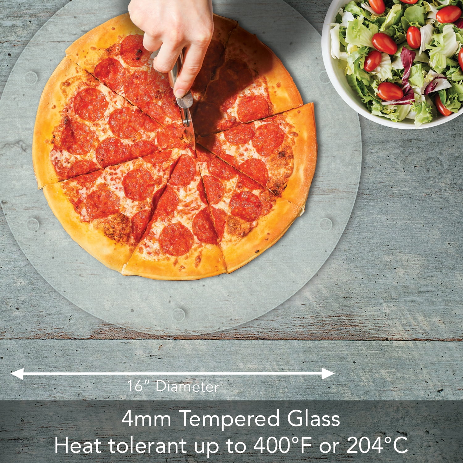 CounterArt Transparent Textured 4mm Heat Tolerant Round Tempered Glass Cutting Board