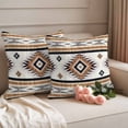 thumbnail image 2 of Orange Boho Outdoor Waterproof Pillow Covers, Southwestern Ethnic Aztec Retro Geometric Decorative Square Throw Pillowcase Sofa Cushion Sham for Patio/Couch/Chair, 26"x26" 2 Pack, 2 of 8