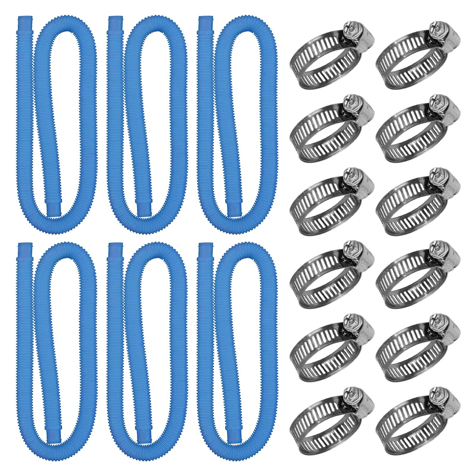 Hmsavn 6-Piece Set 1.25-Inch Pool Hose 39-Inch Long Accessory Pool Pump 1/4 Diameter Hose Above Ground Pool Filter Pump