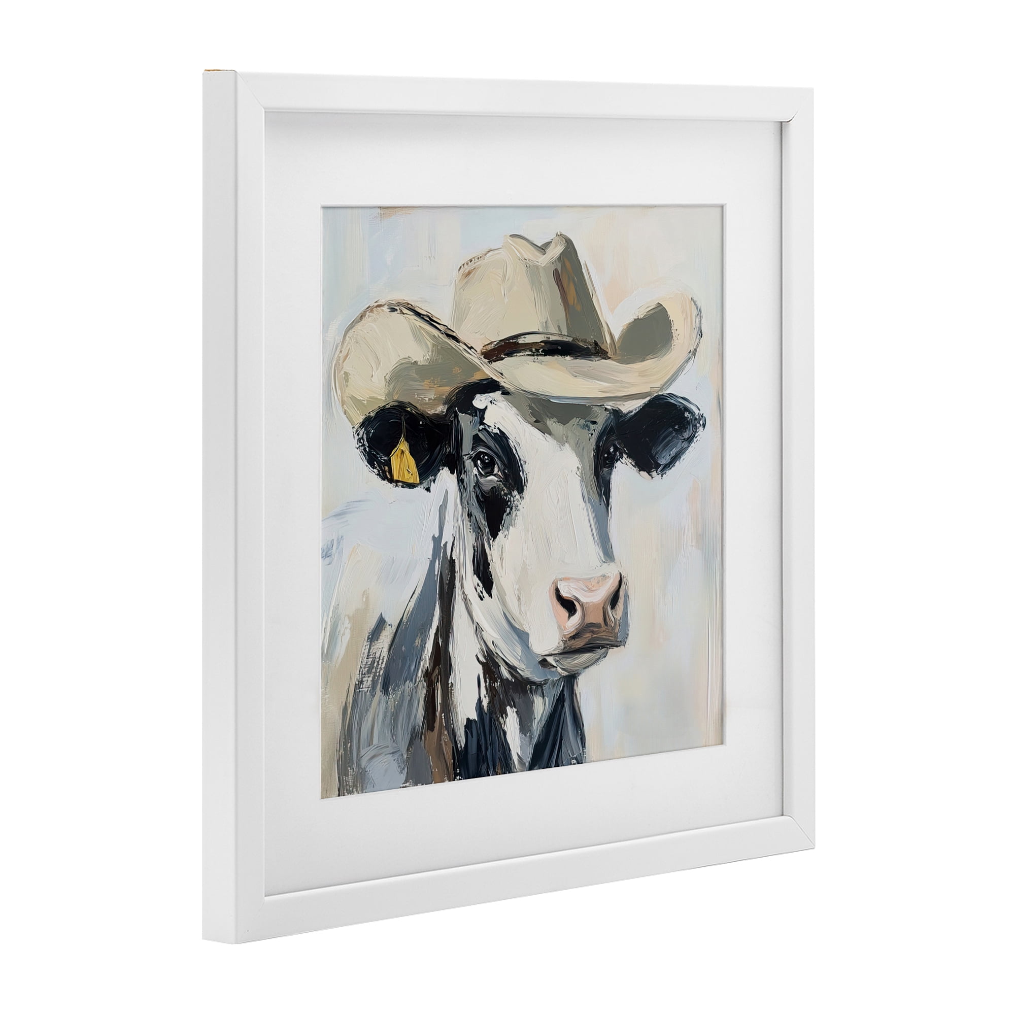 Stupell Industries Cowboy Carl Cow White Framed Print Under Glass, design by Tina LeCour