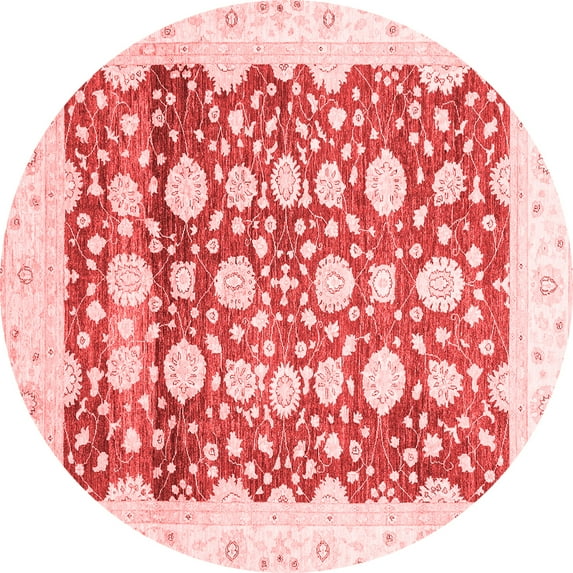 Ahgly Company Machine Washable Indoor Round Oriental Red Traditional Area Rugs, 5' Round