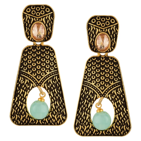 Efulgenz Boho Vintage Antique Ethnic Gypsy Tribal Indian Bollywood Crystal Pearl Drop Dangle Earrings Jewelry Set