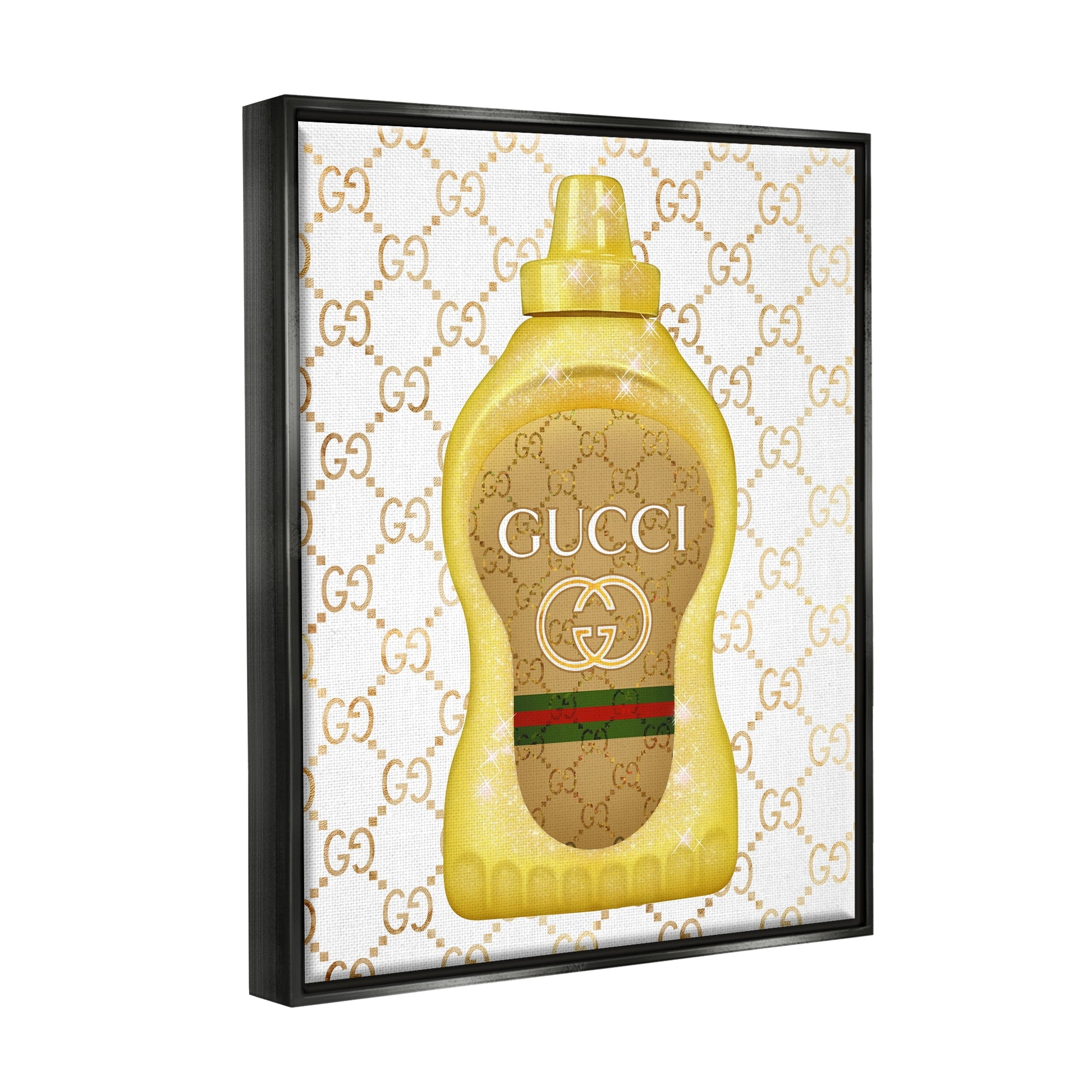 Stupell Industries Fashionable Brunch Condiment Patterned Glam Emblem Graphic Art Metallic Gold Floating Framed Canvas Print Wall Art, Design by Ziwei Li