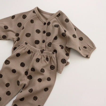 

DancePeanut Spring Cute Toddler Clothes Set Newborn Polka Dot Pattern Cotton Cardigan Top Trousers Suit Kid Tracksuit Pajamas Set Boy Girls