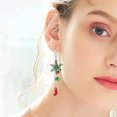 thumbnail image 6 of Christmas Snowflake Earrings, Alloy, Hollow Design with Green Onions Powder, Ladies' Jewelry, 6 of 6