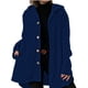thumbnail image 1 of Chaqueta de Otoño para Mujer con Capucha, Informal, con Botones, Larga, Holgada, de , con Bolsillos. Azul Marino XL, 1 of 7