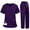 Aj Purple, variant on Womens Scrub Sets, Women's Quick-Dry 2-Piece V-Neck Scrub Uniform Set - Short Sleeve Work Tee & Pants with Pockets, Solid Color, Comfort Fit, Four Seasons Aj Purple