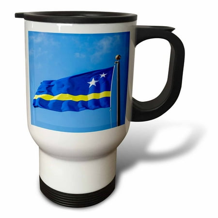 3drose, National Flag of Curacao, Willemstad, Curacao., 14oz Stainless Steel Travel Mug