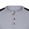 thumbnail image 6 of Short Sleeve Shirts for Men 3-Button Henley Tops Colorblock Casual Summer Tshirts Regular Fit (L, Gray 01), 6 of 6