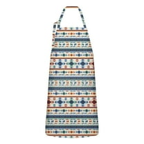 Blue and Orange Geometric Boho Pattern Apron-Garden Aprons for Women with Pockets-Cotton Linen Waterproof Kitchen Cooking Gardening Aprons Adjustable for Kitchen,Cooking,BBQ and Salon 33x27 Inch