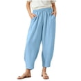 thumbnail image 2 of LvhaoGJOB Kids' Wide-Leg Pants - Soft, Elastic Waist & Pockets - Blue 7-8 Years, 2 of 5