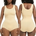 thumbnail image 3 of HAOTAGS Women's Sleeveless Shapewear Bodysuit, Solid Color Slimming Base Layer Adjustable Snap Closure Full-Length Tummy Control Suit Yellow XL, 3 of 6
