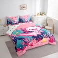 thumbnail image 3 of Manfei Cute Animal Axolotl Bedding Comforter Set 7-Piece for Boys Girls,Kawaii Salamander King Bedding Sets,Cartoon Ocean Wildlife Ultra Soft Bed Sheets,Breathable Home Decor,Reversible, 3 of 8