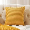 thumbnail image 6 of MERRYLIFE 4-Pack Flannel Soft Stripe Pillowcases Set of 4 Solid Color Decorative Square Throw Pillow Covers Set Cushion Pillow Cover Case 18x18 Inches (Yellow), 6 of 6