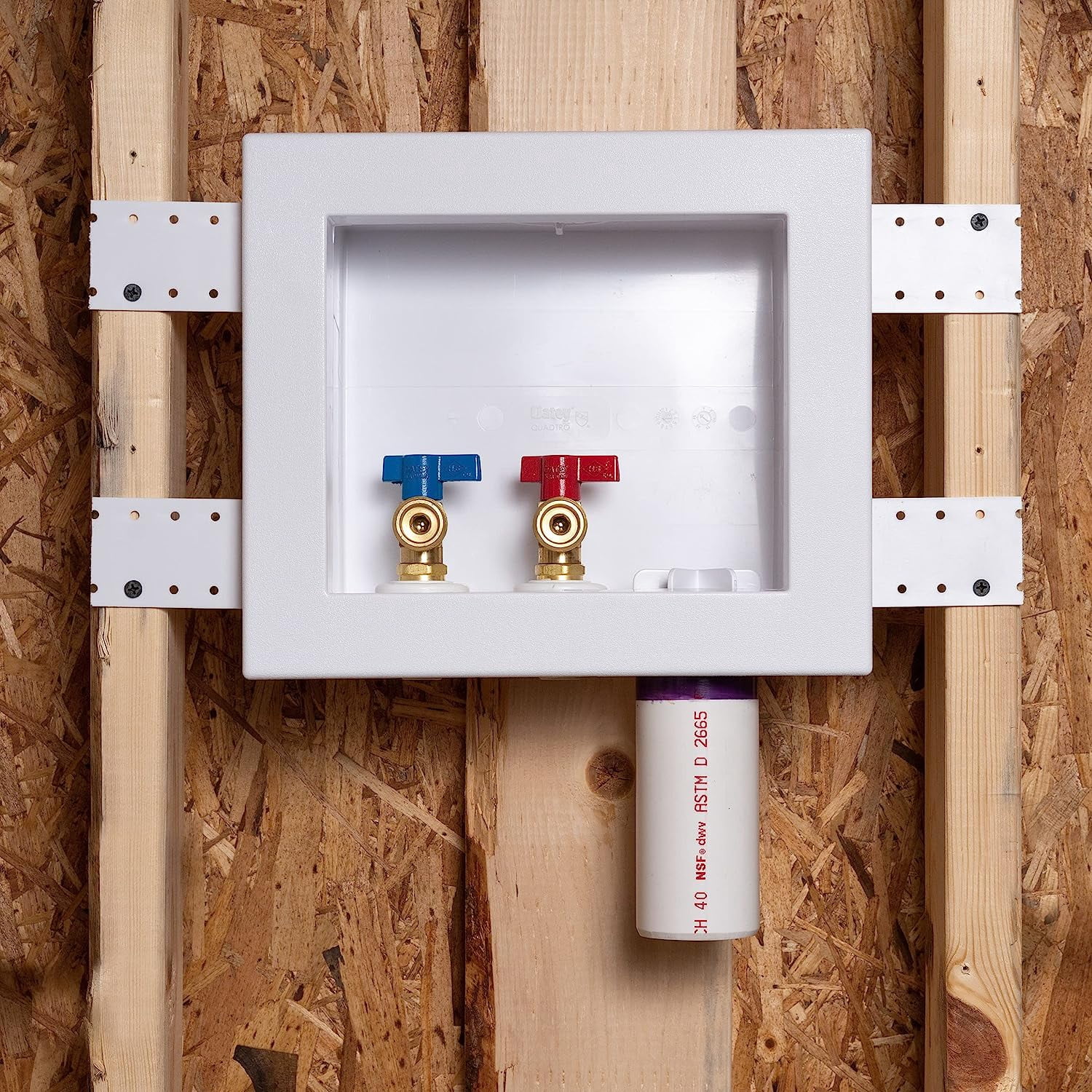 Oatey 38532 Washing Machine Outlet Box with 0.25 Turn Brass Ball Valves