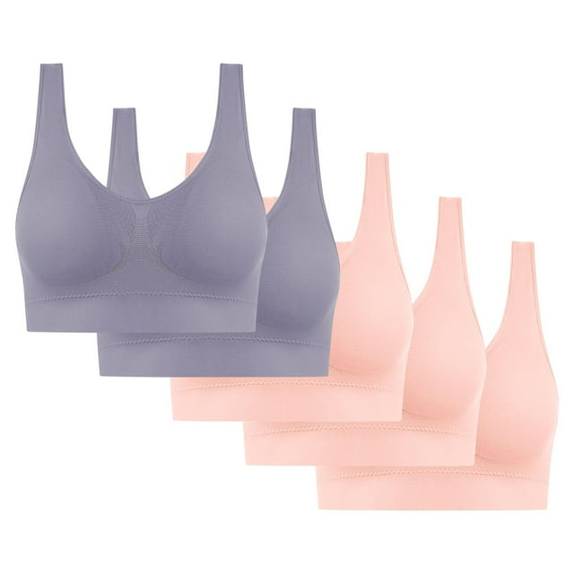 5PC Women's High Impact Sports Bra - Seamless Wireless Support | Comfortable Workout Bralette with Pad Insert Slots