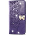 thumbnail image 5 of for Samsung Galaxy S22 Ultra (Not S22) Wallet Case,Butterfly Flower PU Leather with Credit Card Slots Holder Magnetic Closure Case Cover for Samsung Galaxy S22 Ultra Rhinestone Deep Purple, 5 of 14