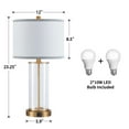 thumbnail image 3 of Kyrid 23.25'' Glass Table Lamp Set of 2 with Linen Shade for Bedroom Antique Brass Finish,3-Way Touch Control Lamps with USB Ports and AC Outlets(Bulbs Included), 3 of 6