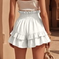 thumbnail image 7 of Zynoxe Skorts for Women Comfort Elastic Waist Womens Solid Color Skorts Trendy Versatile Tiered Ruffled Hem Mini Skirt Shorts Lightweight Breathable Cotton Linen Summer Skorts S, 7 of 7