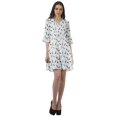thumbnail image 2 of Moomaya Women Printed Drawstring Mini Dress V Neck Ruffle Sleeves Summer Dress, 2 of 4