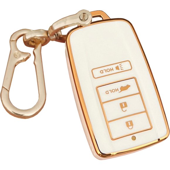 shiyou-TPU Car Key Fob Cover with Keychain for Acura CDX RDX RLX TLX TLX-L ILX NSX Smart Key Shell (White, 4-Buttons)