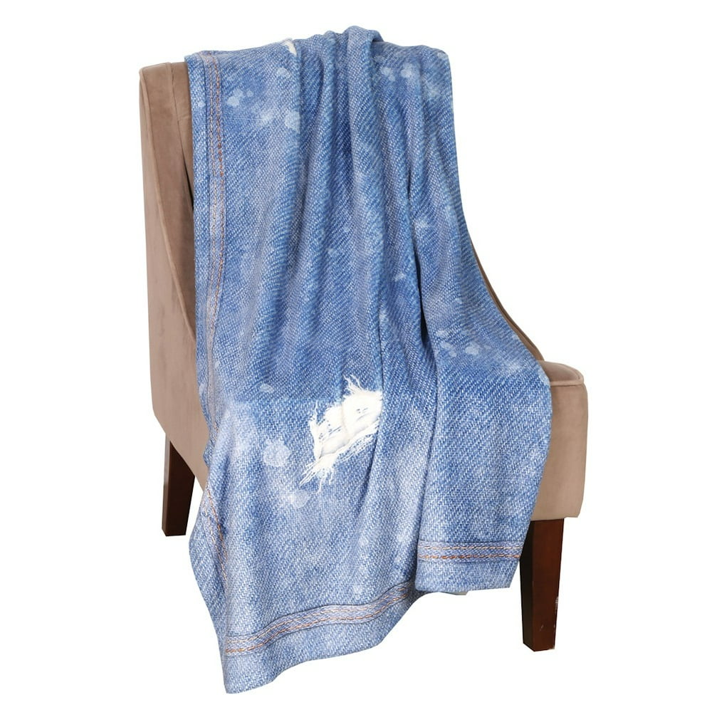 Throw Blanket Realistic Faux Denim Blue Jeans 60"x 50"