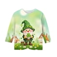 thumbnail image 5 of Girls St Patricks Day Shirt Multicolor Shamrock Print 3/4 Sleeve T-Shirt for Kids Little Big Girls,Size 9, 5 of 6
