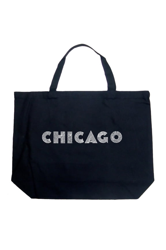 Large Word Art Tote Bag - CHICAGO NEIGHBORHOODS