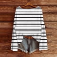 thumbnail image 2 of Ltctricy Sweaters for Women Long Sleeve Boat Neck Striped Chunky Knit Pullover Sweater Tops Casual Loose Jumpers(White,X-Large), 2 of 6